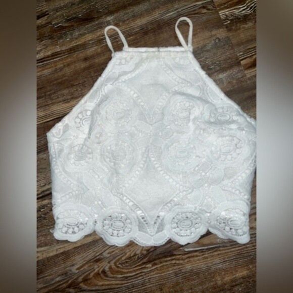 Abercrombie & Fitch White Lace Crop Top - Picture 4 of 7